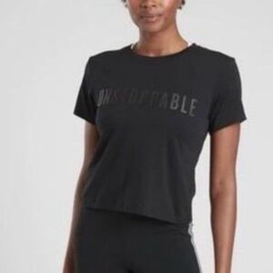 Athleta  NWT Black Short Sleeve Cropped Graphic Tee Size XS